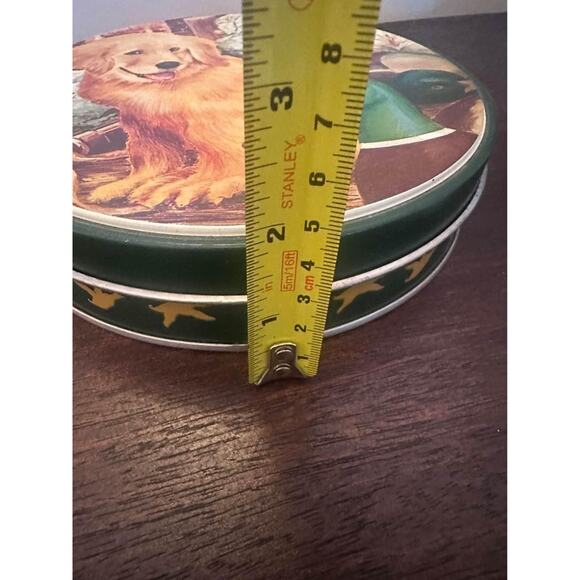 VTG Golden Retriever Puppy Dog Mallard Duck Round Tin Retro Country Decor - Picture 7 of 8